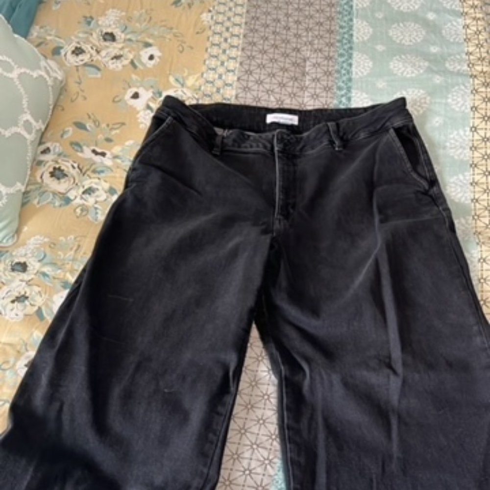 Black wide leg trouser jeans